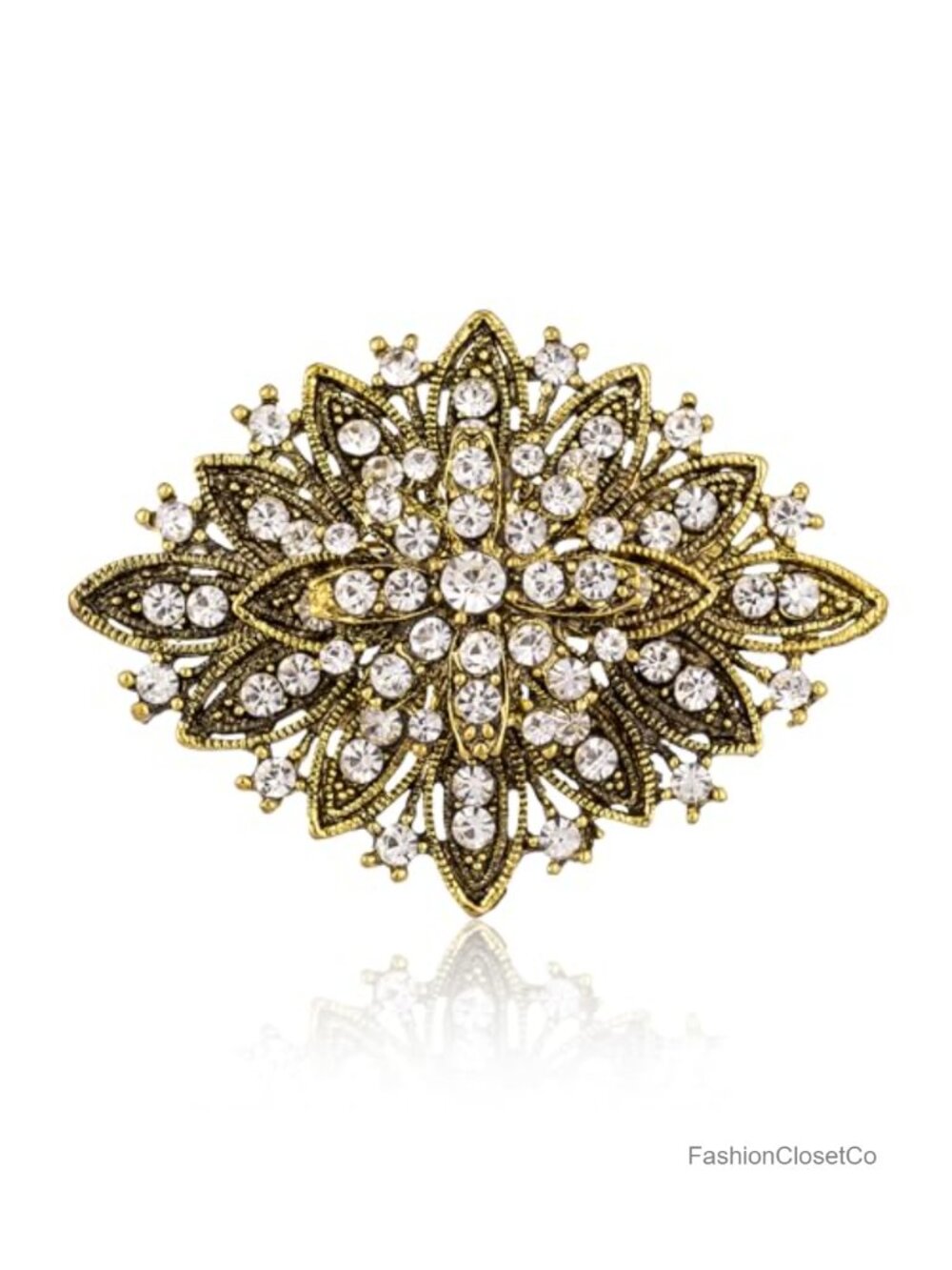 Art Deco Crystal Rhinestone Brooch Pin Women Sweater Cardigan Scarf